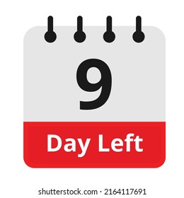 number of day left calendar style isolated sign and icon