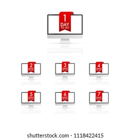 Number of Days To Go Badges or Sticker Design. Vector stock illustration.