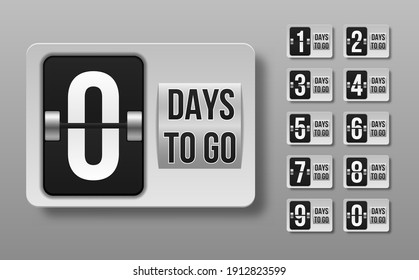 Number of Days to go. Countdown left days. Count time sale. Nine, eight, seven, six, five, four, three, two, one, zero days left.