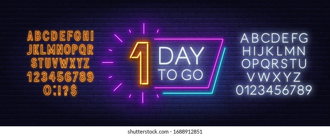 Number of days to go. Countdown template. Neon sign.