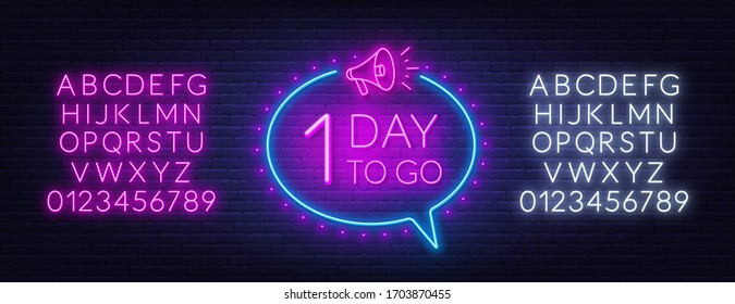 Number of days to go. Countdown template. Neon sign.