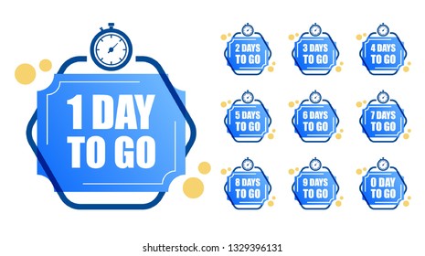 Number of Days to Go Signs. Vector Illustration.