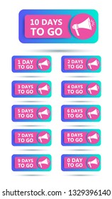 Number of Days to Go Signs. Vector Illustration.