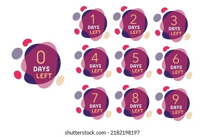 Number days left amoeba liquid design vector