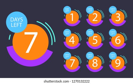 Number of days left badge, for promotion, sale, template, flyer,banner, poster and other