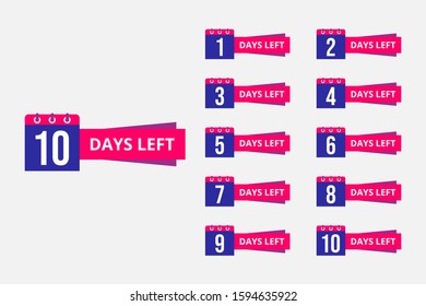 number of days left badge for promotion. countdown sales vector illustration.