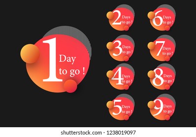 Number of days left badge for sale or promotion . Days to go 