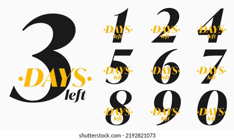 Number of days left banner set for sale and promotion. Sticker and badge collection for special shop store discount offer vector illustration isolated on white background