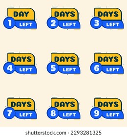 number of days left countdown banner 1 day to 9 days left label set