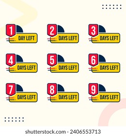 Número de días a la izquierda cuenta atrás etiqueta clipart