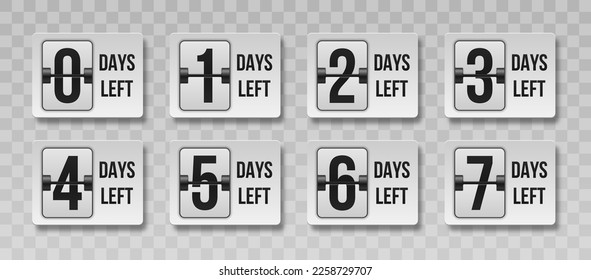 Number of Days Left. Countdown left days. Count time sale. Nine, eight, seven, six, five, four, three, two, one, zero days left.