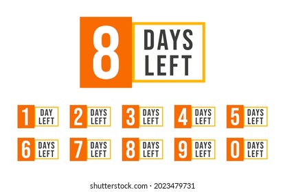 Number days left countdown design template with orange color theme. Vector for company  business project.
