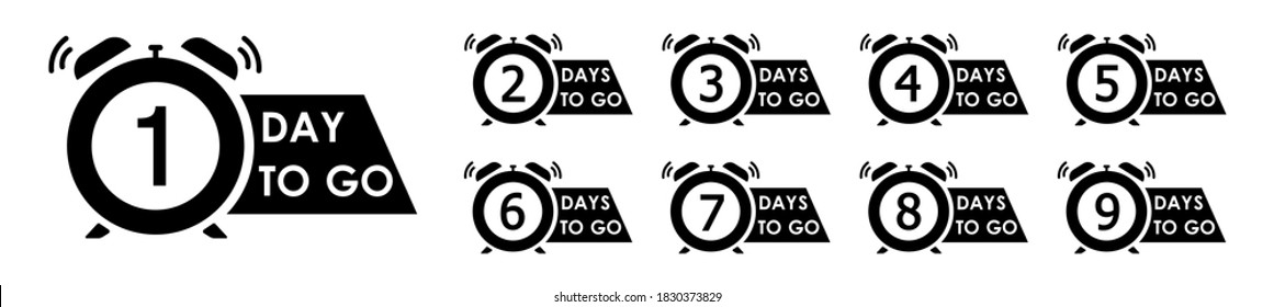 Number Days Left Countdown, Flash Sale Countdown Badges Sticker Vector Illustration