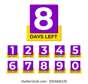 Number of days left countdown promotion banner template with purple color theme. Vector for company or corporate business project.