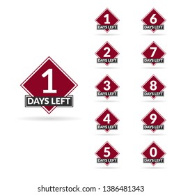 Number days left countdown red color  design vector illustration template eps 10 