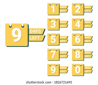 Número de días de cuenta regresiva para venta, marketing y promoción. Vector de ilustración