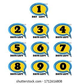 Number days left countdown speech vector eps 10 design