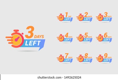 Number days left countdown vector illustration template, can be use for promotion, sale, landing page, template, ui, web, mobile app, poster, banner, flyer