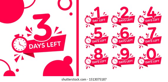 Number Days Left Countdown Vector Illustration Template