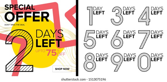 Number days left countdown vector illustration template