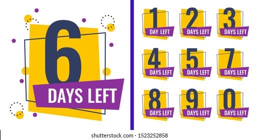 Number days left countdown vector illustration template