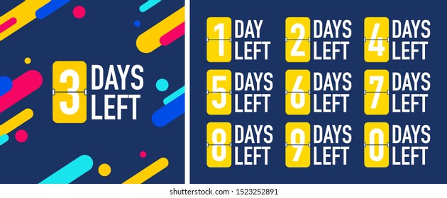 Number days left countdown vector illustration template