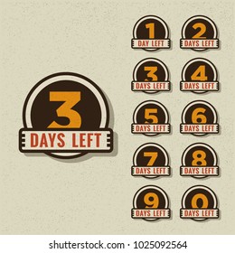 Number of Days Left To Go Badges or Sticker Design