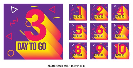 number of days left to go, badges or sticker design, flat vector design