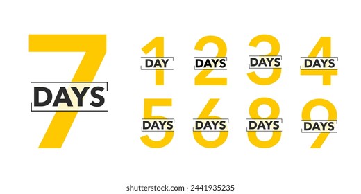 Number of days left to go countdown template. number one to nine. Vector illustration.