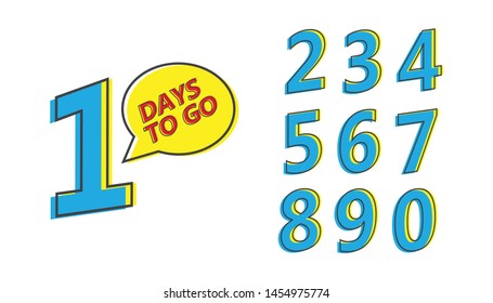 Number of days left to go. Set of vector emblems.