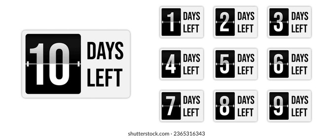 Number of days left to go sign for sale and promotion. Countdown left days	