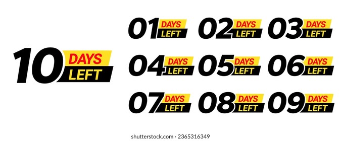 Number of days left to go sign for sale and promotion. Countdown left days	