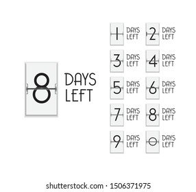 number of days left sign. vector illustration