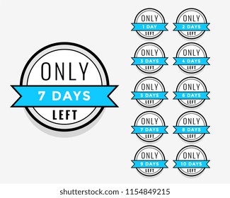 number of days left sticker or label badge design