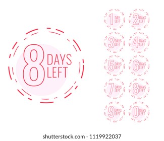number of days left symbol in minimal design
