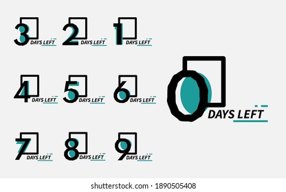 Number of days remaining badge for sale or promotion with 10 digits from 0 to 9 and blue color