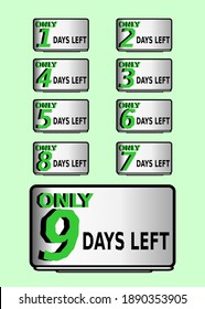 The number of days remaining for the sale or promotion badge in a rectangular shape with gradations and green color