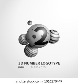 Number Decorative ball logotype. 3D Vector Illustration