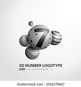 Number Decorative ball logotype. 3D Vector Illustration