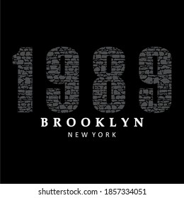 NUMBER DESIGN, BROOKLYN, WORD DESIGN, TYPHOGRAPHY ILLUSTRATION, T SHIRT GRAPHICS, PRINT, BLACK CLOTH.