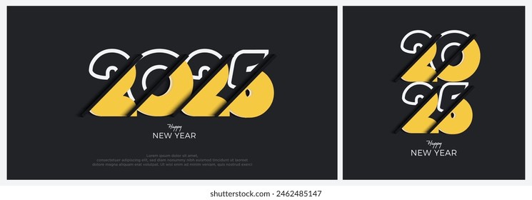 Number design with the concept of cut numbers with a combination of lines and subtle shading. New Year 2025 celebration. Premium vector design for a celebration.