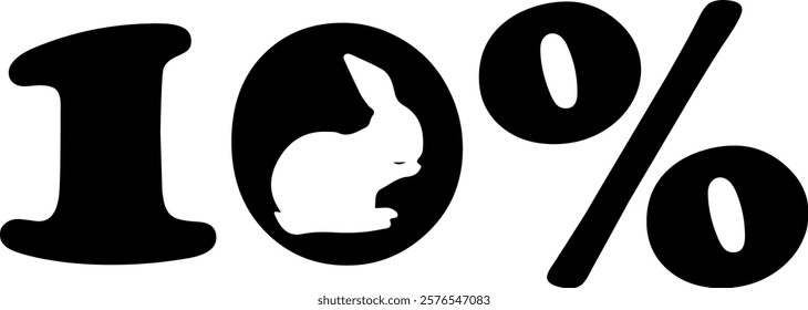 number design namely 10 percent to Easter discounts with the shadow of the rabbit that is washed instead of zero, for various posters or banners