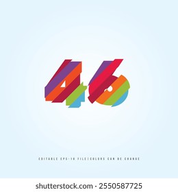 Número o Dígito 46, con efecto multicolor. Vector editable.