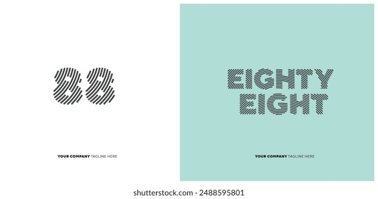 Number or Digit 88 eighty eight, with line effect editable vector.