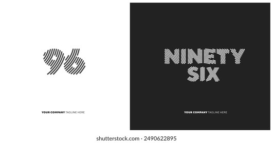 Número o dígito 96 noventa y seis, con efecto de línea editable Vector.
