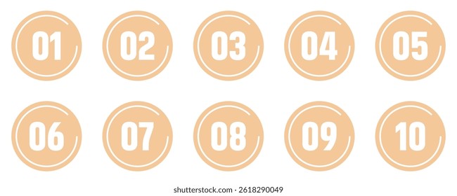 Number digit icon set. Bullet Points, info markers, Triangle icon arrow set, Number, Flags, 1 to 10 Flat, design, isolated, vector. Vector illustration. EPS file 10