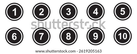 Number digit icon set. Bullet Points, info markers, Triangle icon arrow set, Number, Flags, 1 to 10 Flat, design, isolated, vector.