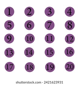 Number digit icon vector set. Simple round numbers symbol set. Violet isolated font in vector flat. Vector illustration. EPS file 206.