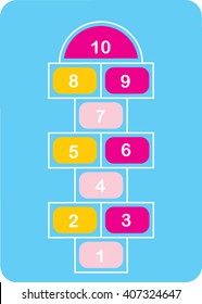 Number Digital Jumping Mat. vector illustration. 