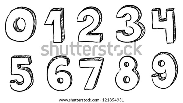 Number Doodles Stock Vector (Royalty Free) 121854931